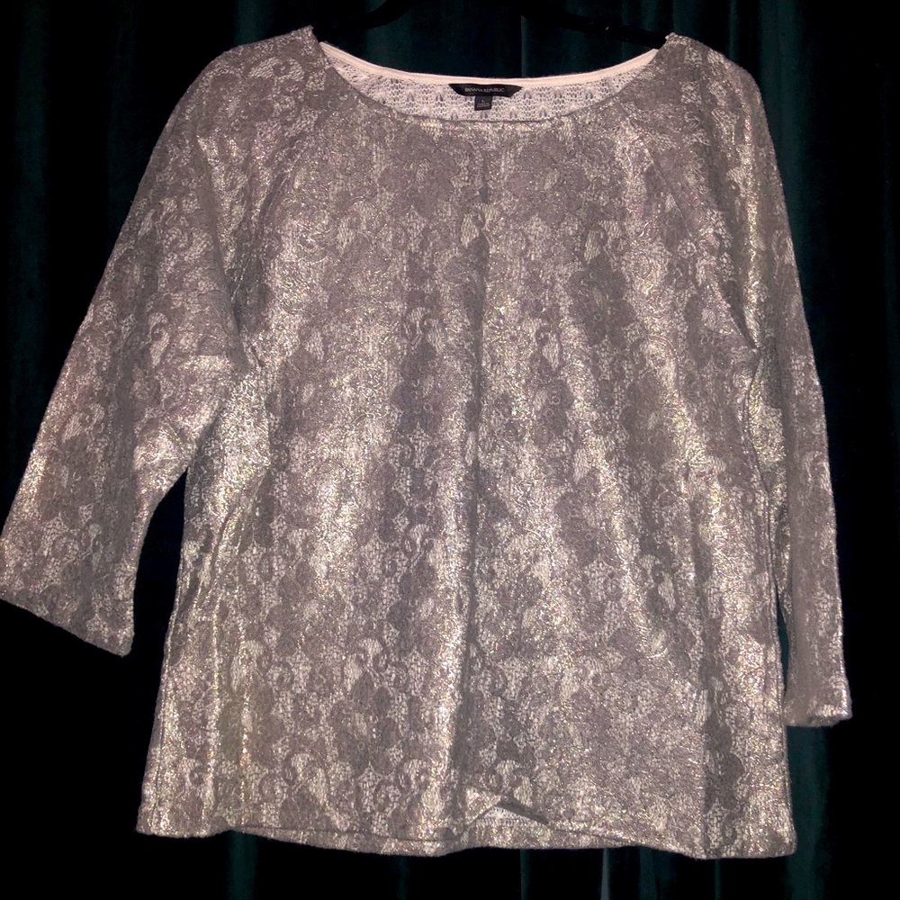 NWT Banana Republic Gold and Silver Lace Top